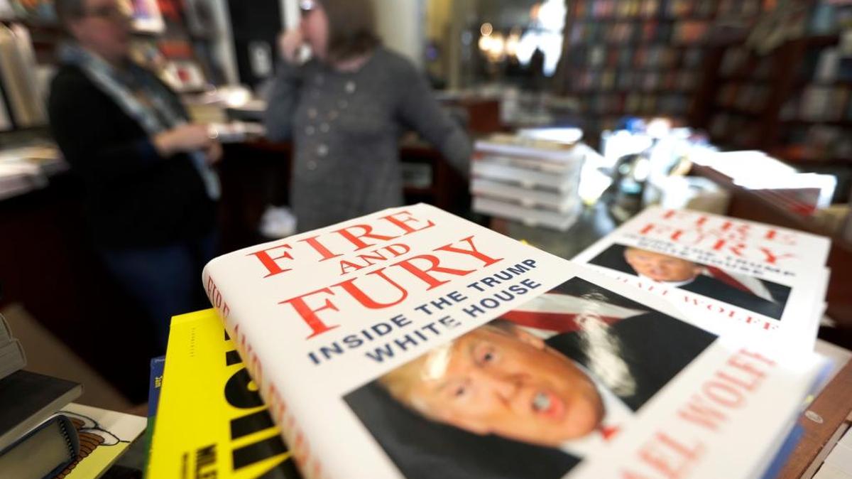 Copies of the book "Fire and Fury: Inside the Trump White House" by Michael Wolff are displayed at Barbara's Books Store Friday in Chicago. Steve Bannon blasts the President in interviews with the author of the book on Trump.