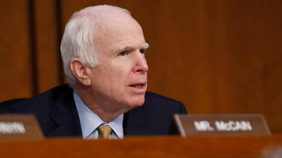Sen. John McCain, R-Ariz., questions former FBI Director James Comey during a Senate Intelligence Committee hearing on Capitol Hill, Thursday, June 8, 2017.