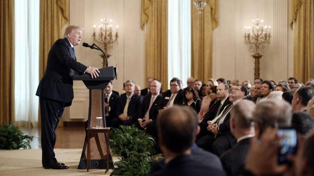 U.S. President Donald Trump addresses mayors during a working session in the East Room of the White House Jan. 24 in Washington, D.C. Fresno Mayor Lee Brand was among about 100 mayors who attended the meeting, while others boycotted it over the administration’s threats against “sanctuary cities” for undocumented immigrants.