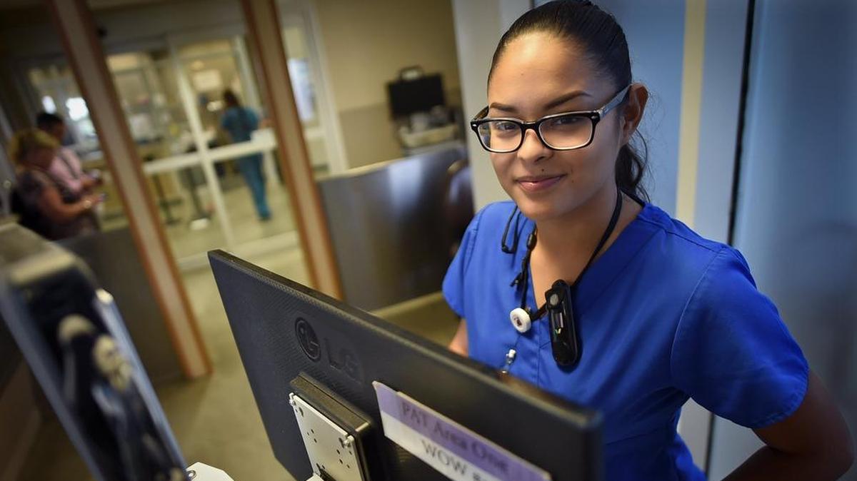 Iliana Prudente, a Community Regional Medical Center emergency department patient liaison, helped to save two lives by being alert and getting help when she noticed visitors in the waiting room were in medical distress. One of the patients was having a stroke; the other was having a heart attack.