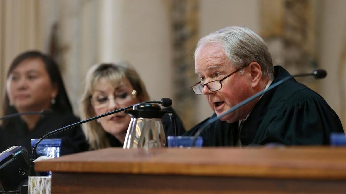 Judge William A. Fletcher, right, of the 9th U.S. Circuit Court of Appeals in among those hearing arguments whether to reinstate President Donald Trump's immigration travel ban.