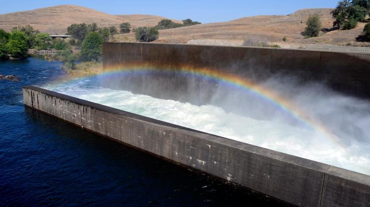 Water is released at 110 feet per second into the San Joaquin River at Friant Dam according to Michael Wolfe, supervisor of hydro-tech with the Bureau of Reclamation, May 15, 2014 near Friant.