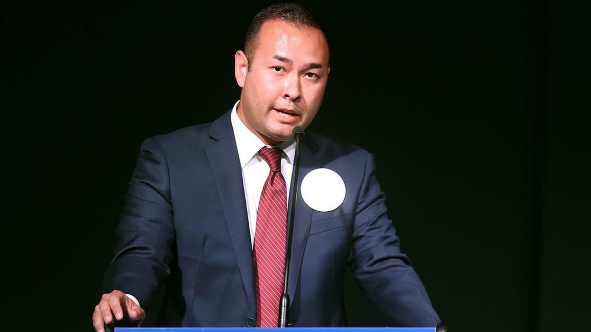 Andrew Janz speaks at a Rotary Club luncheon in August in Fresno.