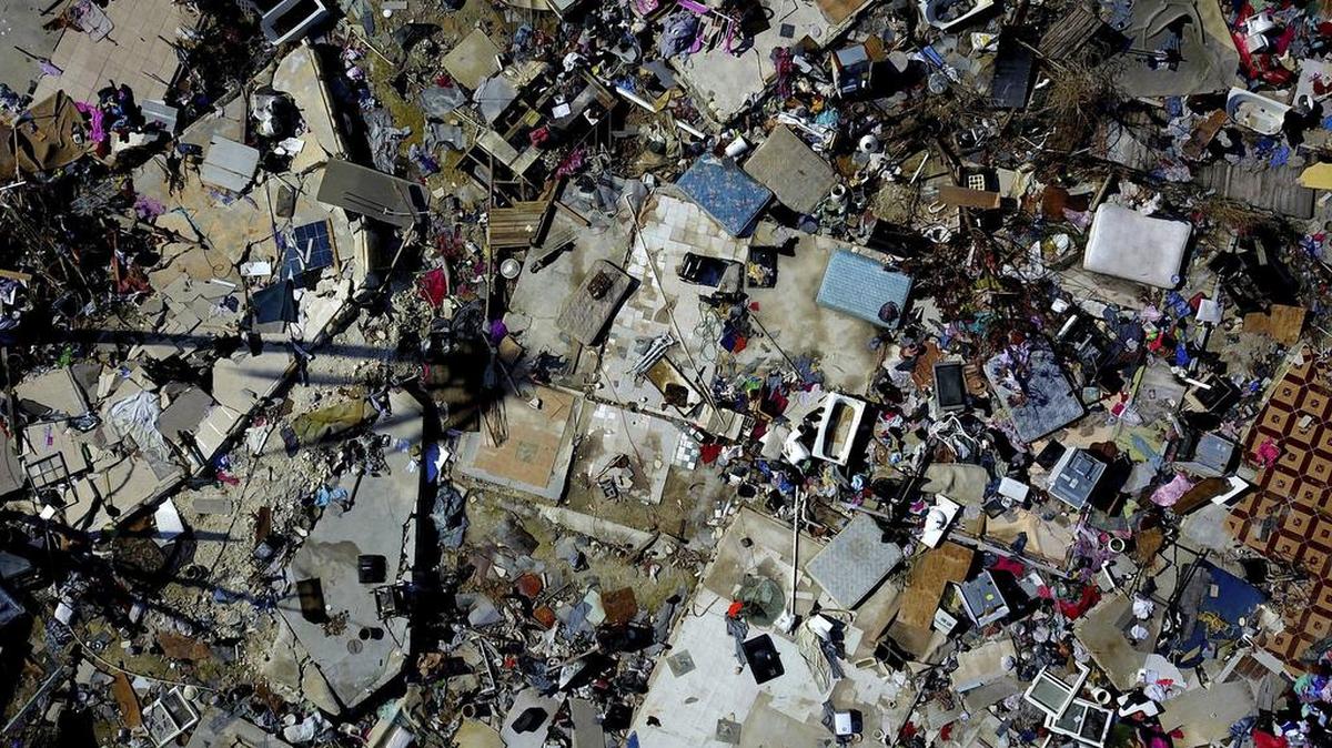The rubble of a destroyed neighborhood stands in the aftermath of Hurricane Dorian in Abaco, Bahamas, Tuesday, Sept. 17, 2019. Dorian hit the northern Bahamas on Sept. 1, with sustained winds of 185 mph (295 kph), unleashing flooding that reached up to 25 feet (8 meters) in some areas.