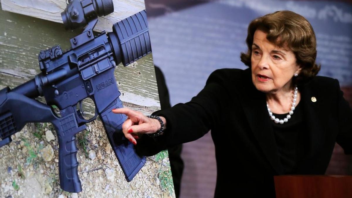 Sen. Dianne Feinstein speaks during a news conference about gun legislation on Capitol Hill in Washington. Seeking momentum for gun restrictions, Feinstein said only broader legislation would be effective in outlawing "bump stocks" like the Las Vegas gunman used.
