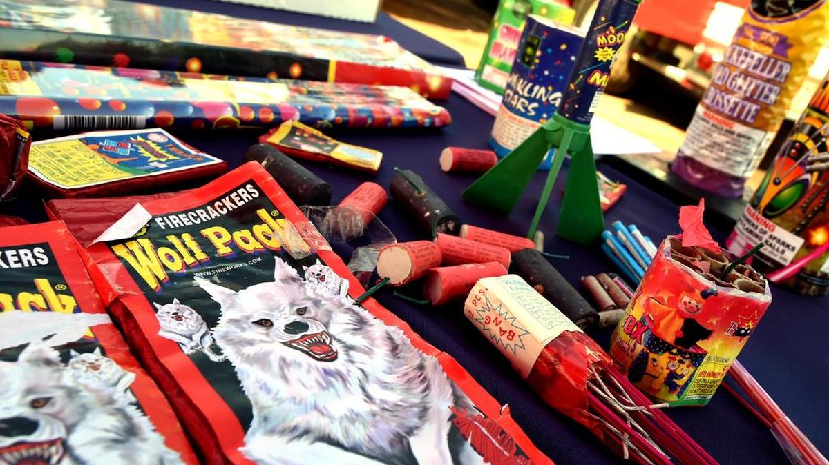 Examples of illegal fireworks on display at a press conference to address fireworks safety on June 27, 2016, at the Clovis Fire Department Training Center.
