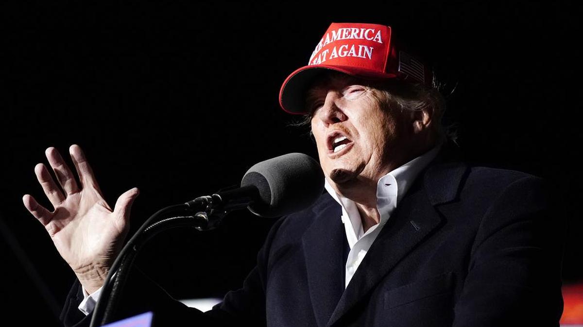 Former President Donald Trump speaks at a rally Saturday, Jan. 15, 2022, in Florence, Ariz.