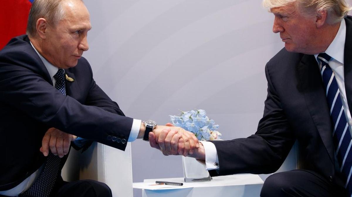 President Donald Trump shakes hands with Russian President Vladimir Putin at the G20 Summit in Hamburg.