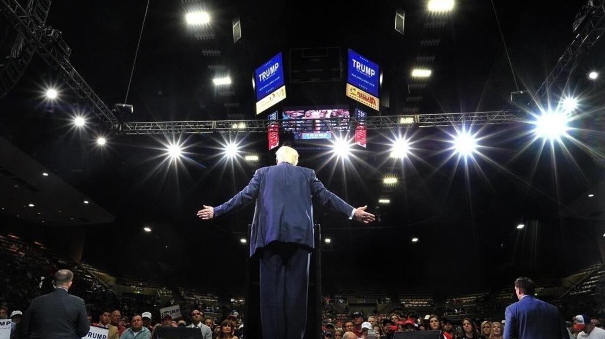 May 27: Republican Presidential nominee Donald Trump speaks to an enthusiastic crowd during his Selland Arena rally.