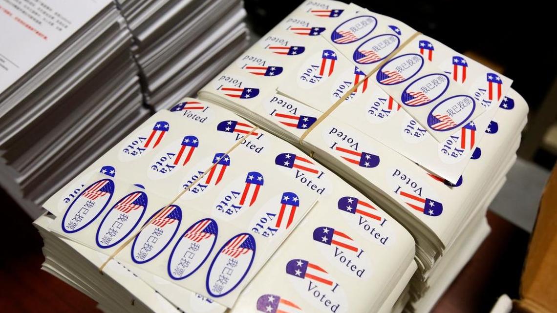 “I Voted” stickers from the 2016 election at the Sacramento County Registrar of Voters.