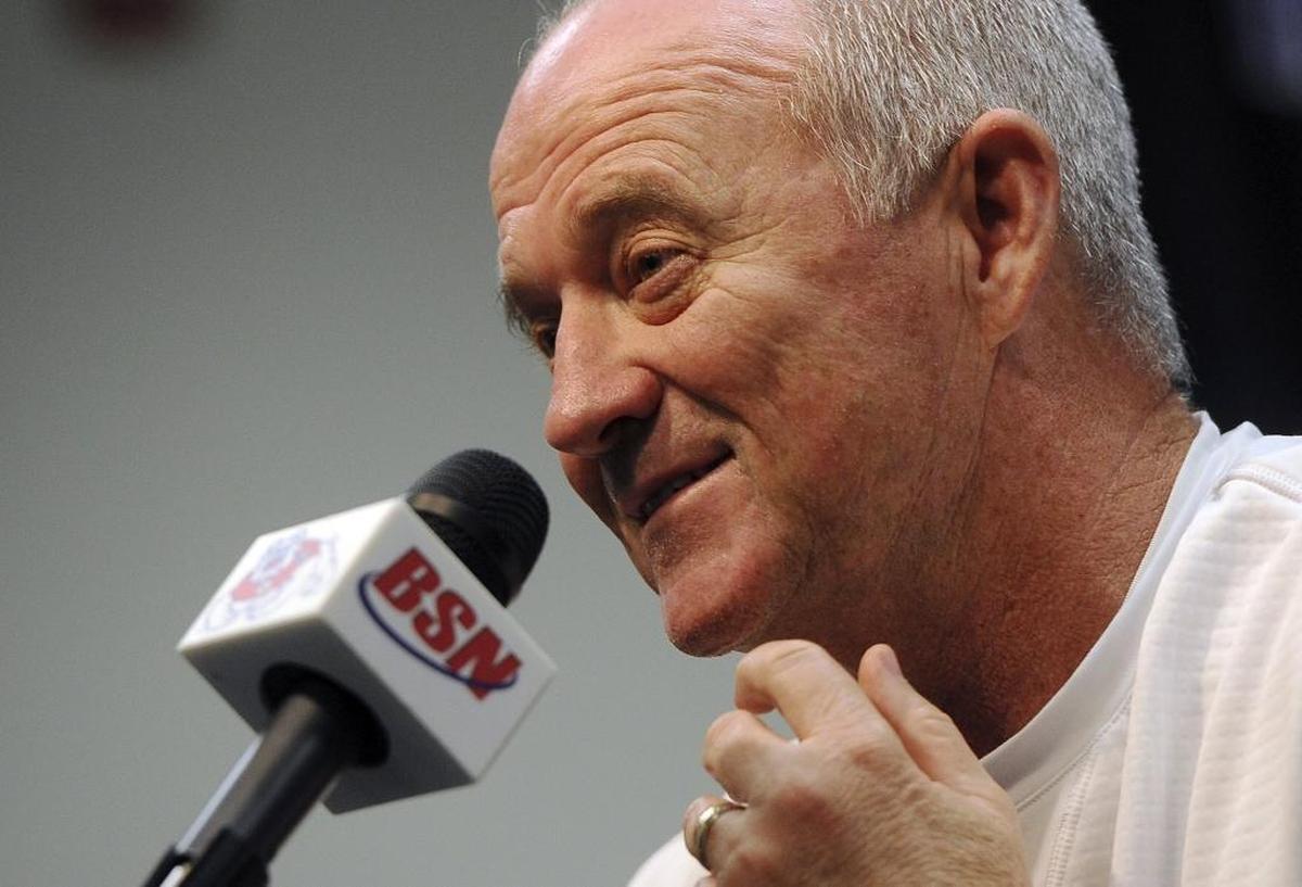Fresno State coach Jeff Tedford speaks about the 2017 Mountain West championship game against Boise State during his weekly news conference, Nov. 27, 2017, at the Josephine Theater.
