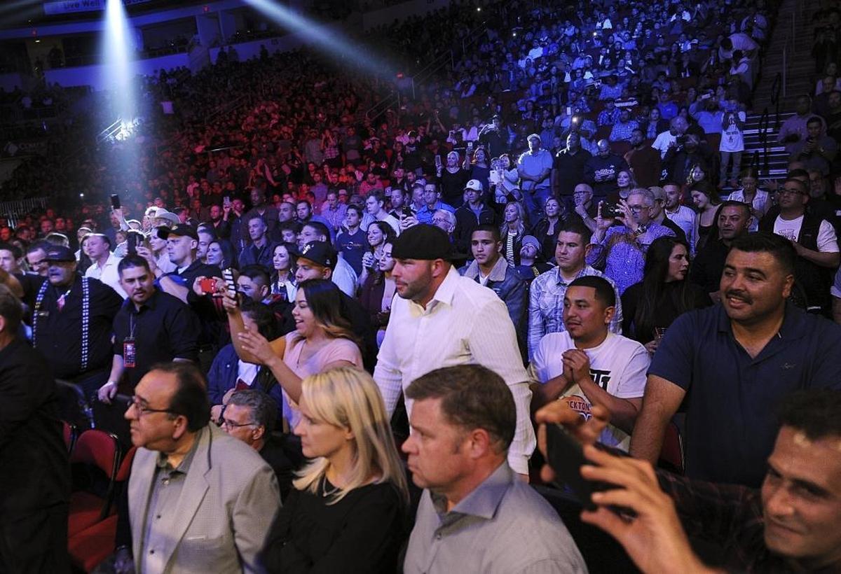 Some of the 13,838 at Save Mart Center watches Avenal’s Jose Ramirez in his victory over Michael Reed at Fight For Water 7, held Saturday, Nov. 11, 2017 in Fresno.