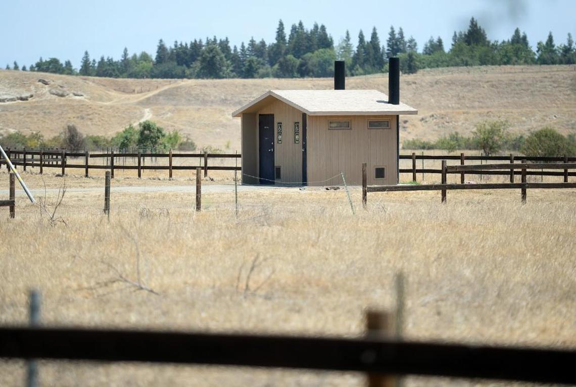 The restroom at the Jensen River Ranch north of Woodward Park has been closed since 2014 as the city of Fresno and San Joaquin River Conservancy dispute which public agency is responsible for its upkeep.