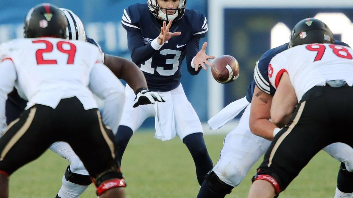BYU’s Koy Detmer Jr. takes a snap in Saturday’s 52-10 victory for the Cougars over Fresno State.