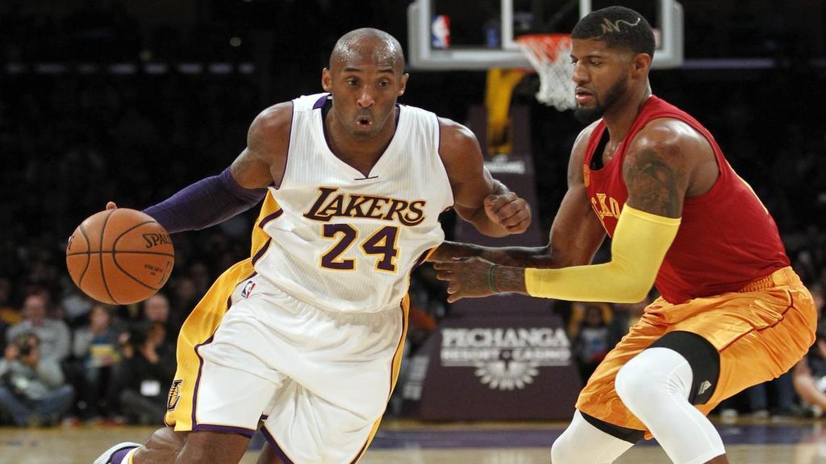 After announcing his retirement at the end of the season, the Lakers’ Kobe Bryant struggled Sunday against the Pacers, scoring 13 points on 4-of-20 shooting. Bryant, shown driving past former Fresno State star Paul George of Indiana, missed a potential game-tying 3-pointer with 6 seconds to play in Los Angeles’ 107-103 loss.
