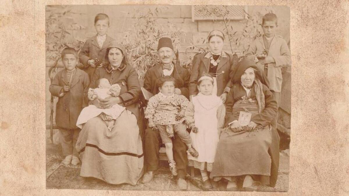 The photograph of a family that had been unknown to Michael Rettig and his parents. It shows his great-great-great-grandmother Mary, at the right. She is the mother of his great-great-grandfather Mardiros Gashagortzian. The group is in Bitlis, an Armenian province of the Ottoman Empire.