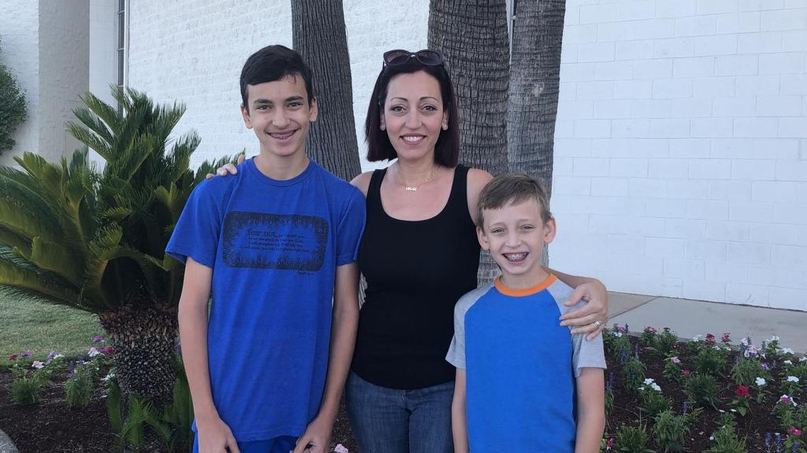 Silva Emerian with her sons Silas, left, and James.