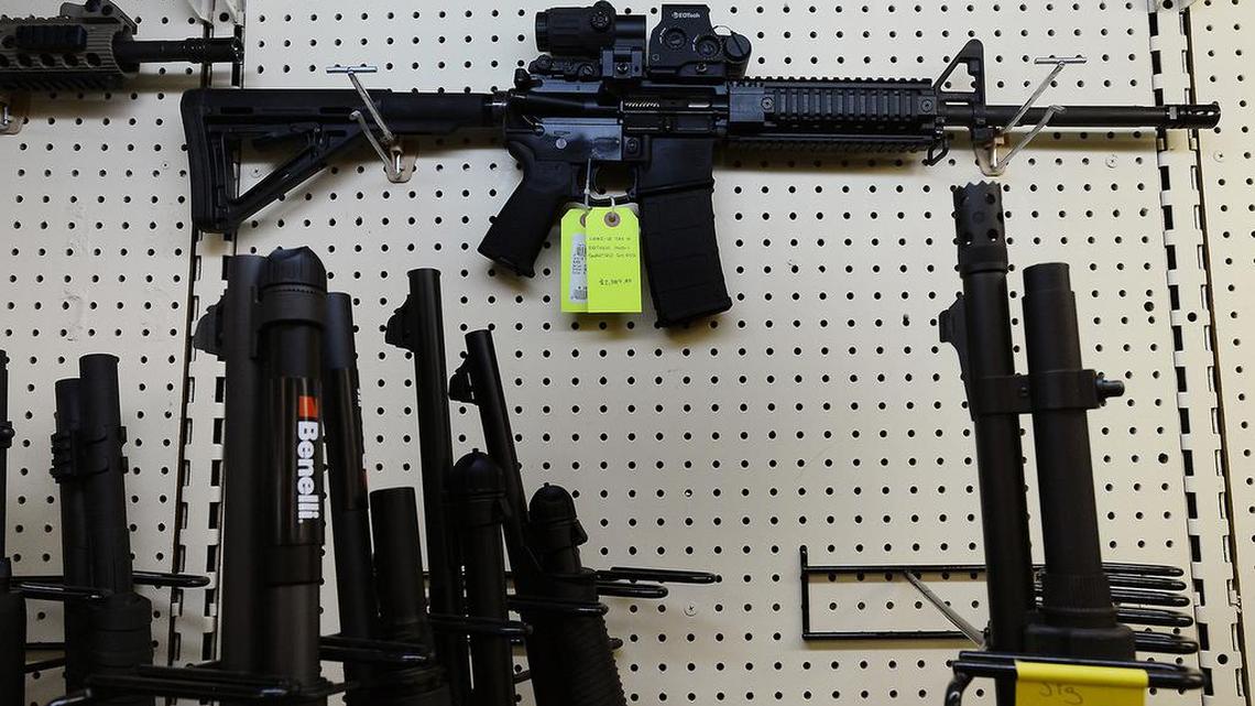 On display at a gun shop in Wendell, N.C., an AR-15 assault rifle manufactured by Core15 Rifle Systems in Dec. 18, 2012. (Chuck Liddy/Raleigh News & Observer/TNS)