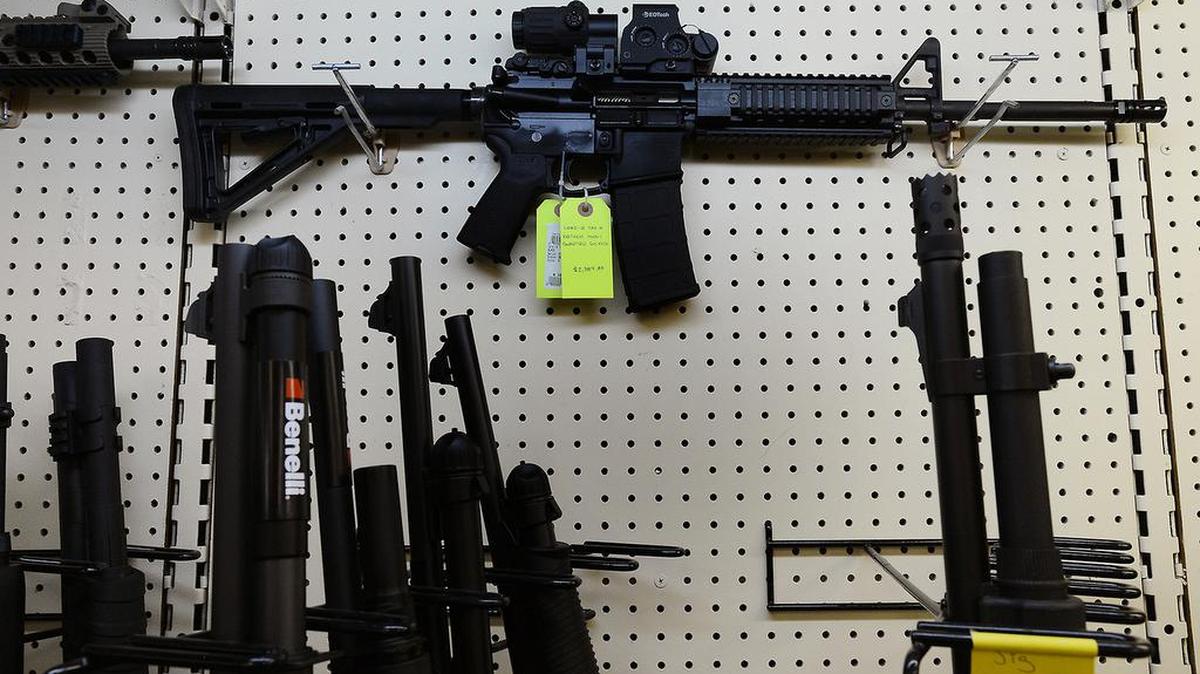 On display at a gun shop in Wendell, N.C., an AR-15 assault rifle manufactured by Core15 Rifle Systems in Dec. 18, 2012.