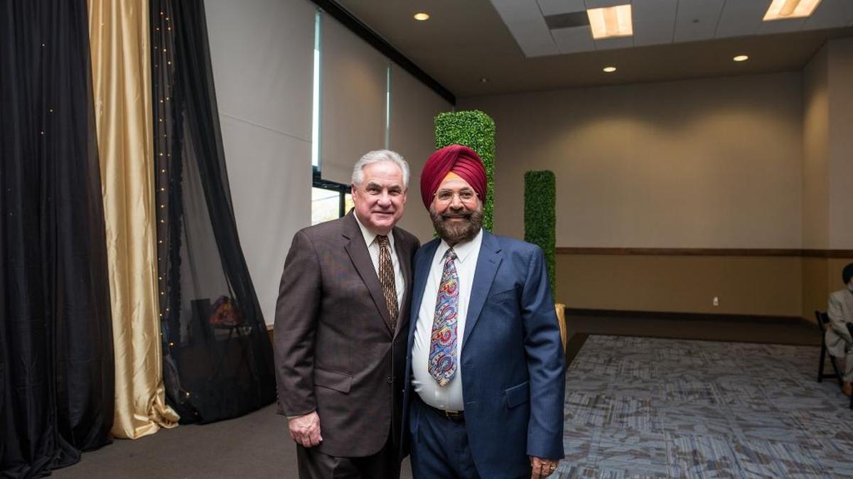 Assemblyman Jim Patterson, left, and his friend, Charanjit Baath.