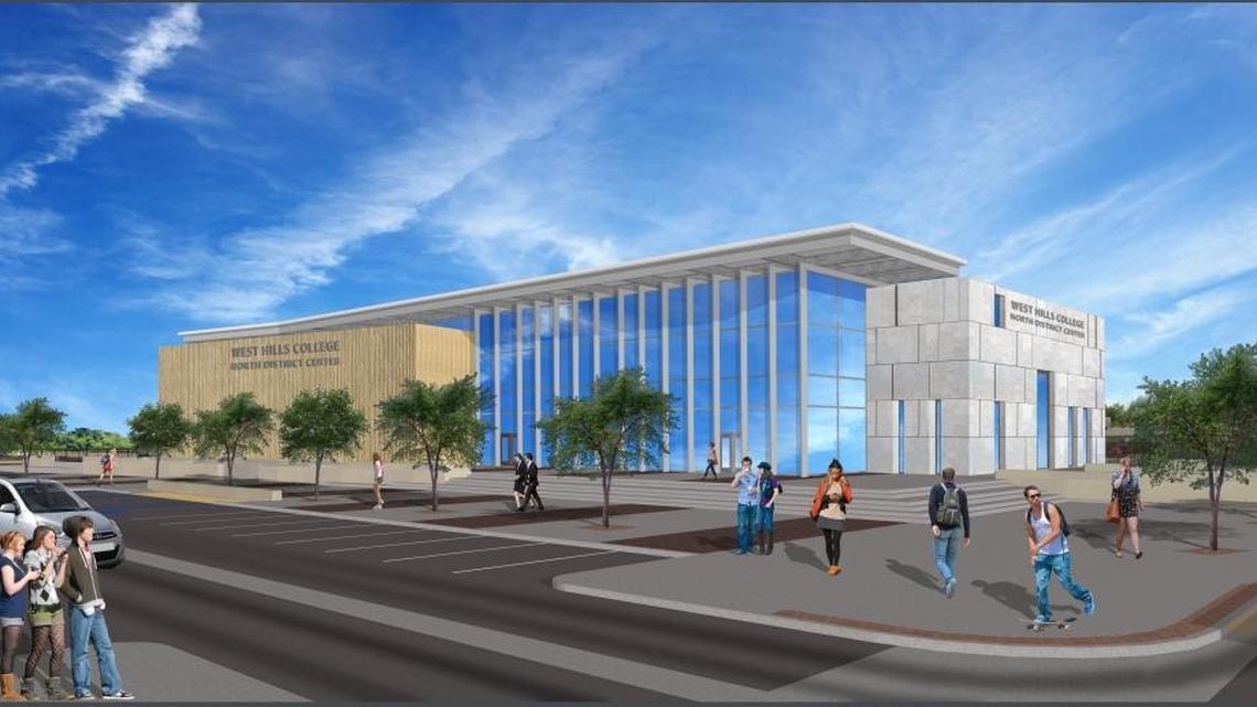 A rendering of the proposed 25,000-square-foot, $44.1 million building that would expand the North District Center in Firebaugh. About 500 students attend the community college center, which serves the west side of the Valley.