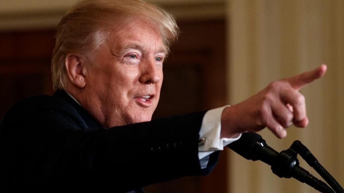 President Donald Trump speaks during a news conference with Australian Prime Minister Malcolm Turnbull in the East Room of the White House in Washington, Friday.
