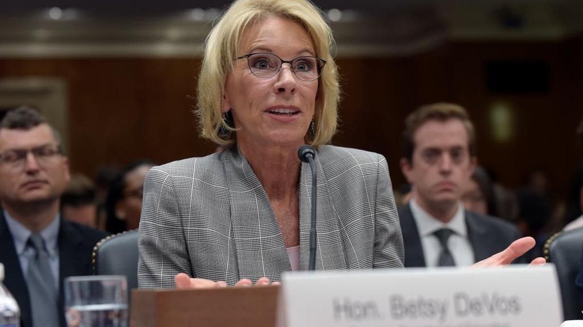 Education Secretary Betsy DeVos testifies on Capitol Hill in Washington June 6 on the fiscal year 2018 budget.