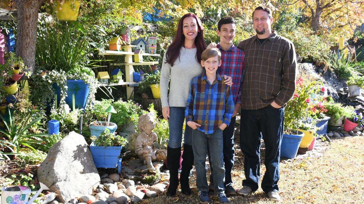 Silva Emerian, her sons and husband enjoy an autumn outing.