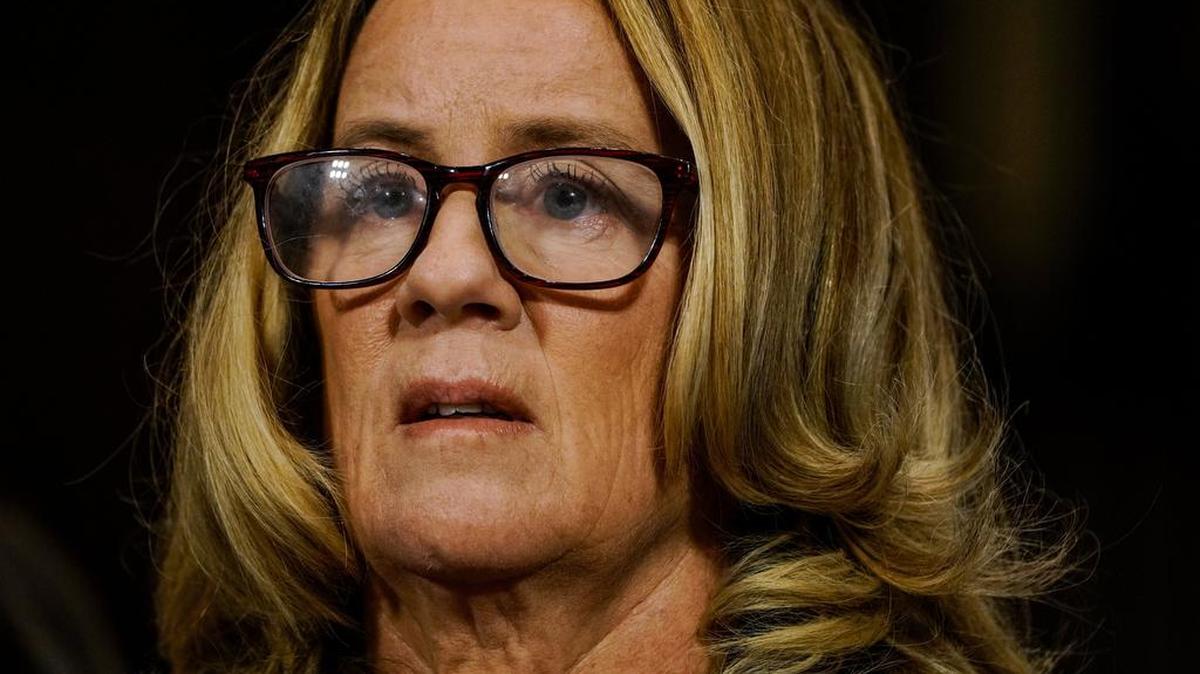 Christine Blasey Ford speaks during the Senate Judiciary Committee hearing Sept. 27, 2018, in Washington.