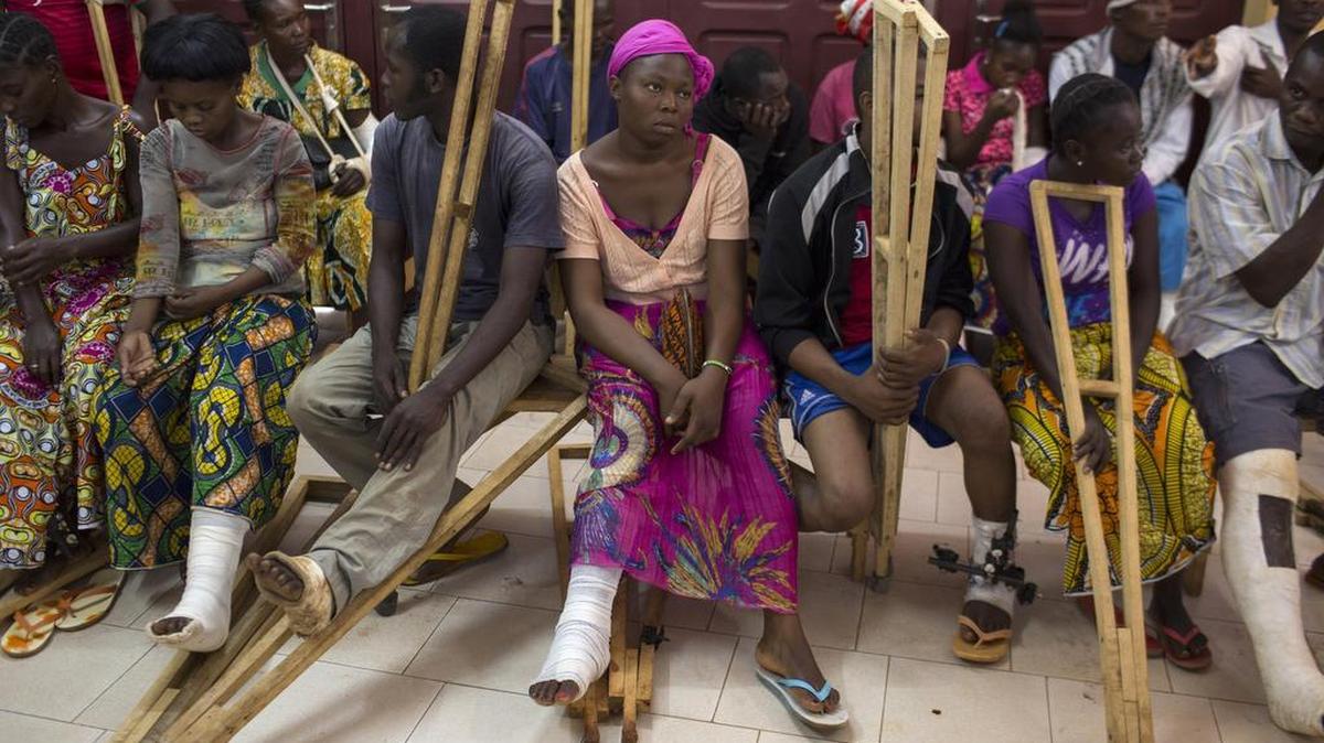Injured people at Hopital General, which accepts Muslim and Christian patients and is operated by Doctors Without Borders in Bangui, Central African Republic.