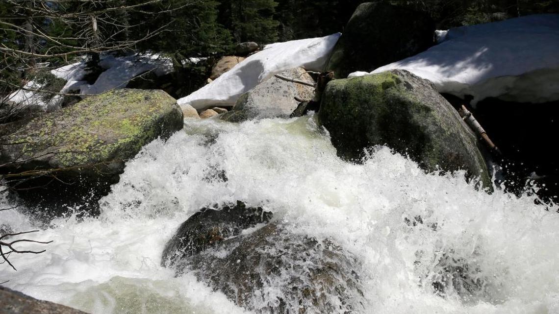 Water from snow melt cascades down the South Fork of the American River near Echo Summit on May 1, 2017. Even though California received huge amounts of snow and rain this winter and spring, the U.S. Bureau of Reclamation did not announce its 100% allocation of water to growers south of the Delta until April 11.
