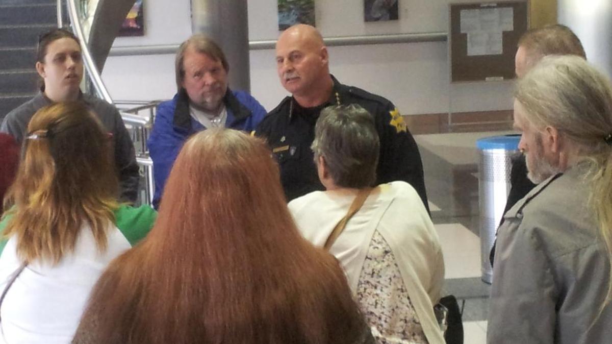 Fresno Police Chief Jerry Dyer meets with medical cannabis patients after the Fresno City Council banned all medical cultivation in March 2014.