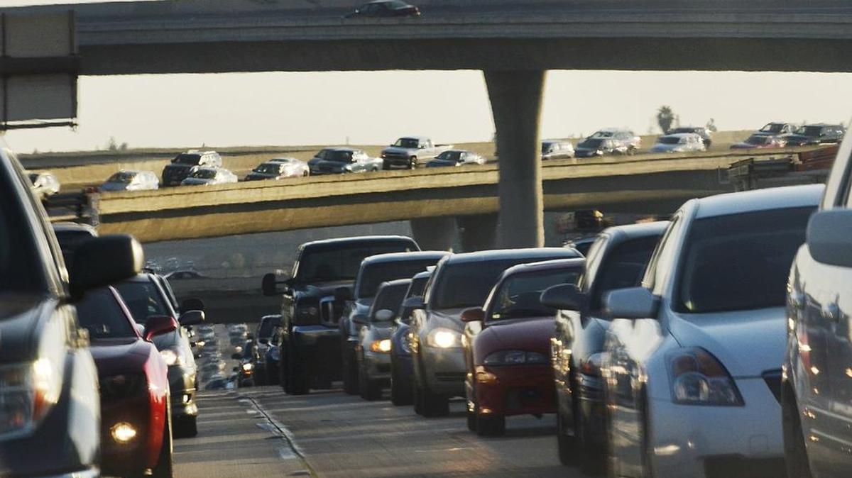 Northbound Highway 41 traffic is seen, bottom, during the late-afternoon commute in this 2013 photo.