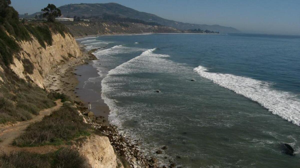 The Carpinteria bluffs south of Santa Barbara. The Pacific Ocean proved enchanting to 12-year-old Pauline Sahakian of Fresno.