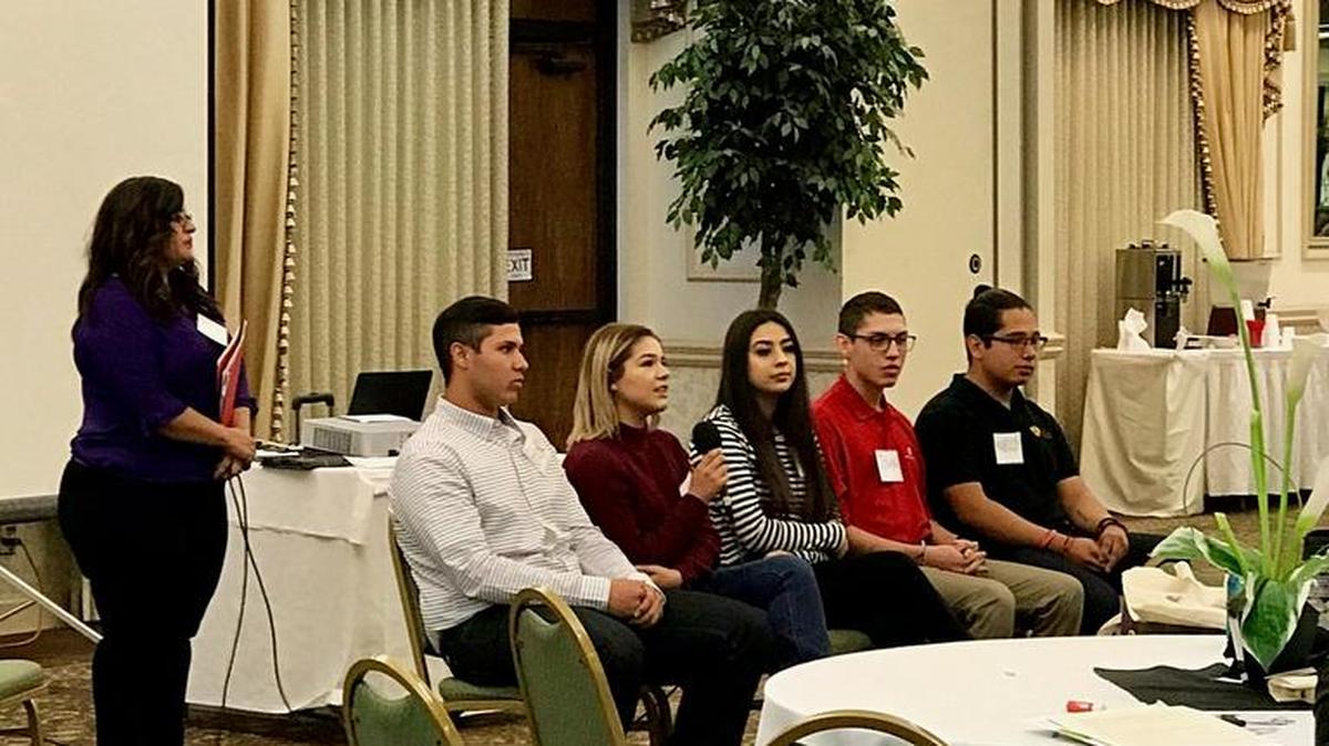 Nurse Christina Lallas moderates a teen panel at the Fresno Sexual Health Conference.