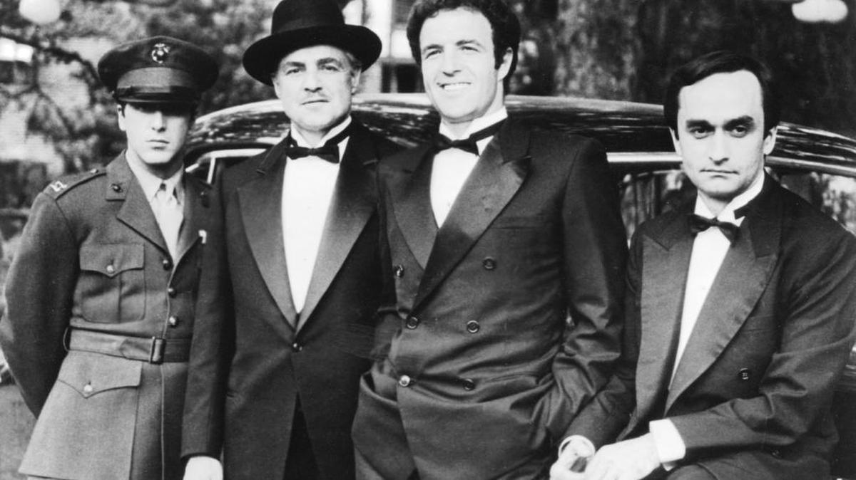 “The Godfather” saga characters are so popular they are in our everyday lexison. From left, Al Pacino as Michael, Marlon Brando as father Don Vito Corleone, James Caan as Sonny and John Cazale as Fredo.