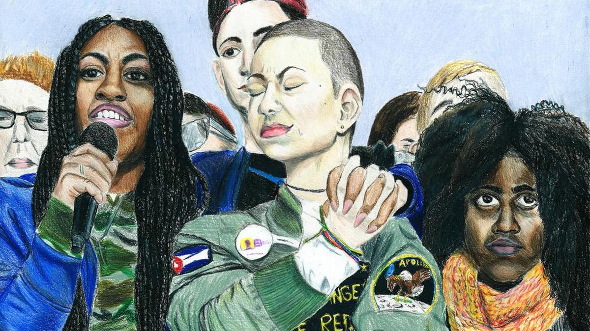 This artwork, by Petula Jamieson, won secondary best of show in the 35th annual Dr. Martin Luther King Jr. art contest. Petula is an eighth-grader at Kastner Intermediate in Clovis Unified. The artwork is entitled, “The dream is still young but the innocence is gone.”