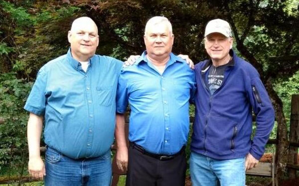 Roger and DeWayne Tiller and their newly discovered half-brother, Tim Moss, from left, met up in Oregon.