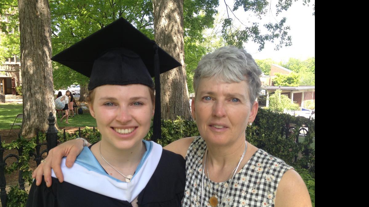 
Two liberal arts majors: Zoë Crabtree and her mother, Beth Linder Carr of Tollhouse, at Zoë’s graduation from Mount Holyoke College in South Hadley, Mass.
