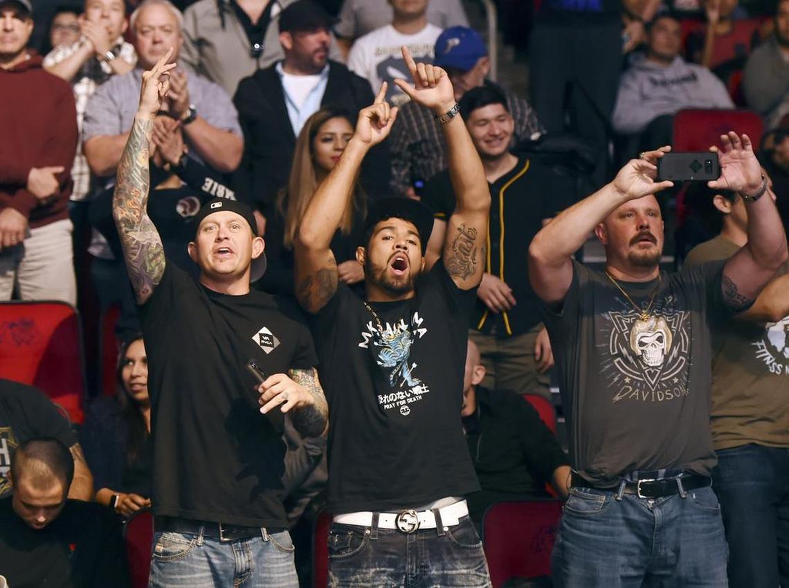 Fans cheer as Brian Ortega and Cub Swanson enter the octagon for the featherweight main event at UFC Fight Night held at Save Mart Center Saturday, Dec. 9, 2017 in Fresno.
