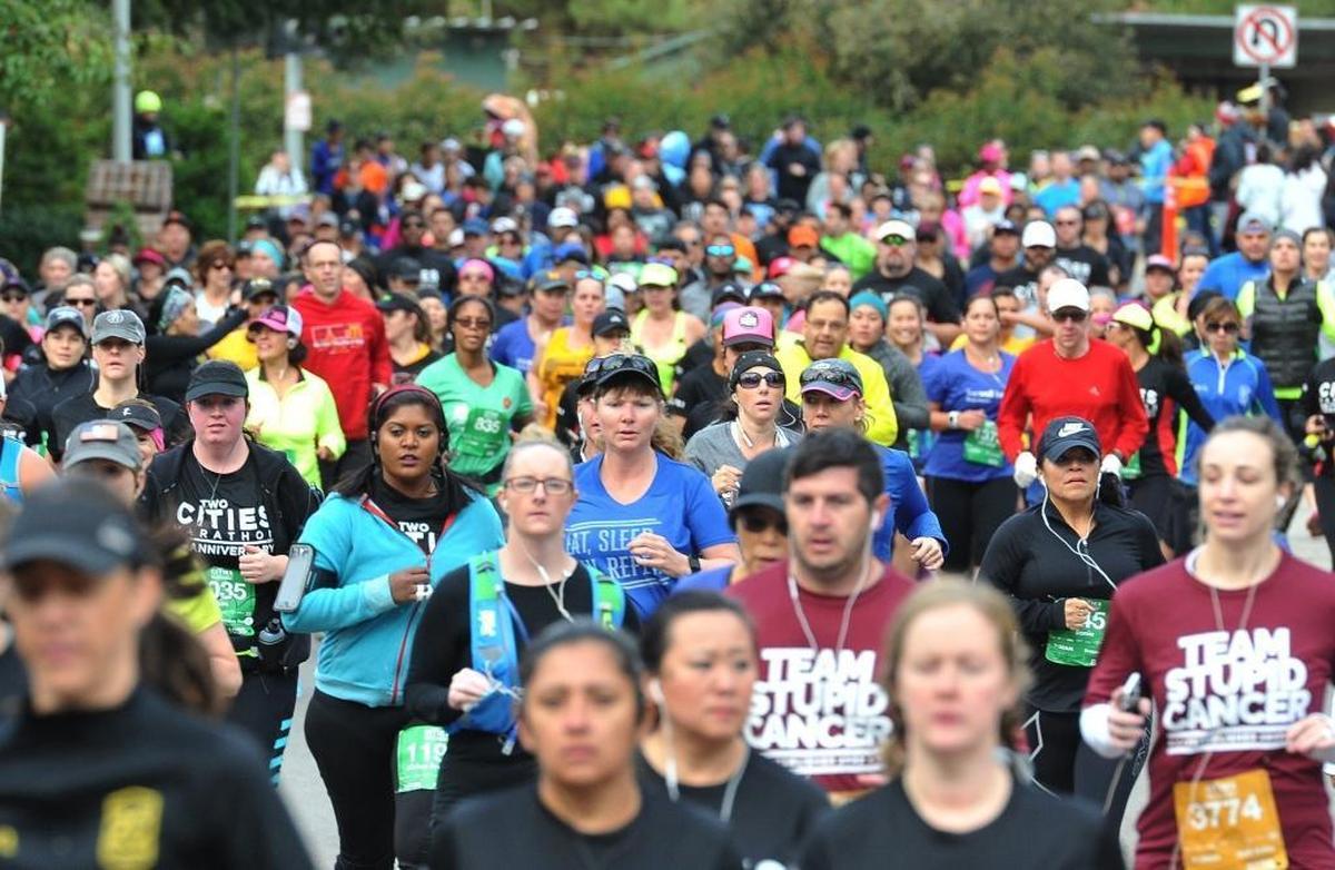 Runners jam Shepherd Avenue competing in the Two Cities Marathon & Half, Sunday morning, Nov. 5, 2017.