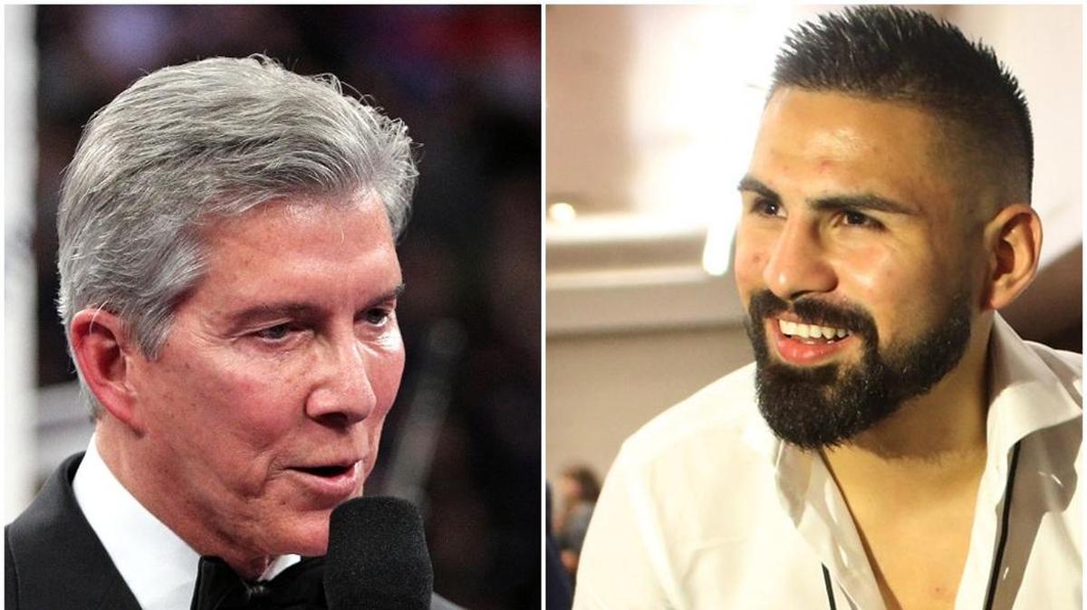 Michael Buffer, left, met Jose Ramirez, right, four years ago at Tachi Palace Hotel &Casino in Lemoore. Buffer will introduce Ramirez and Amir Imam when both fighters meet for the WBC world super lightweight title on March 17, 2018 in New York.