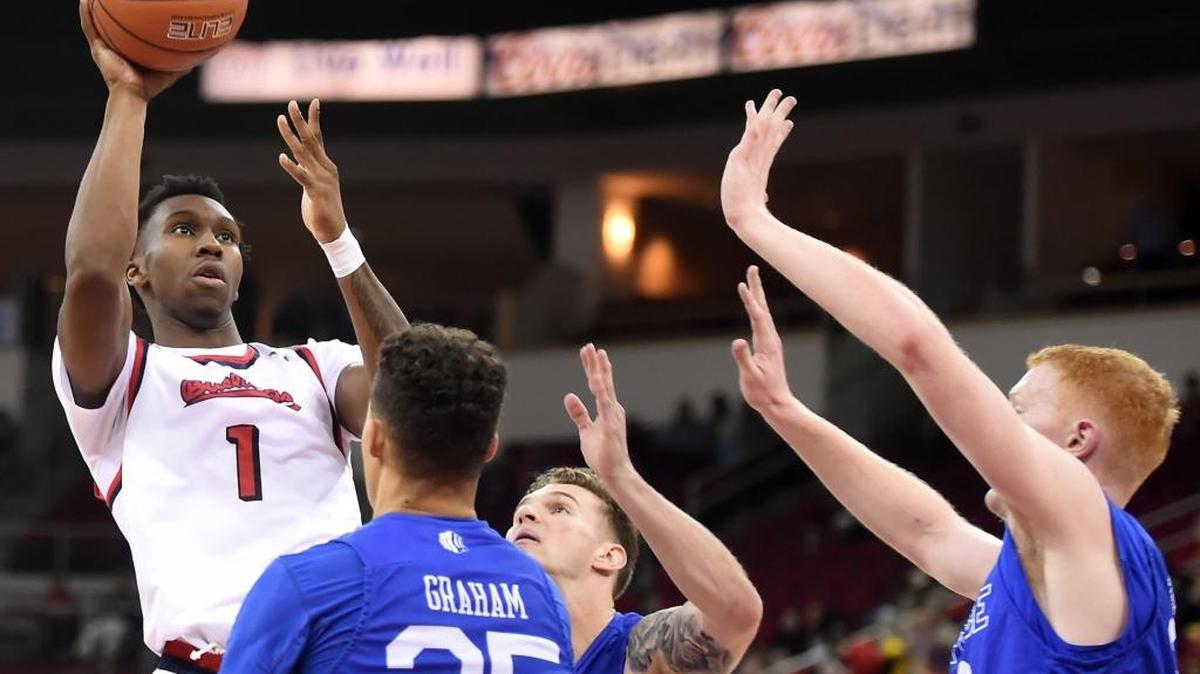 Fresno State point guard Jaron Hopkins gets off a shot last season against Air Force. The Bulldogs’ 2018 game against the Falcons at Clune Arena that was canceled due to the shutdown of the federal government has been rescheduled by the Mountain West Conference. The game will be played Monday, Feb. 26, 2018.