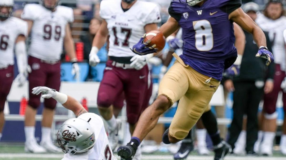Washington’s Dante Pettis returns a punt for a 67-yard touchdown Saturday. It was the seventh punt return touchdown of Pettis’ career, giving him the Pac-12 career record. He’s one shy of the NCAA record held by Wes Welker (Texas Tech) and Antonio Perkins (Oklahoma) with at least 10 games remaining in his college career.