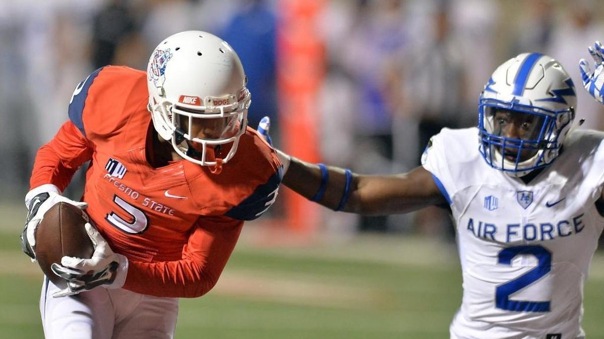 Fresno State’s KeeSean Johnson, on the watch list for the 2017 Biletnikoff Award that goes to the nation’s best receiver, has 103 catches in his first two seasons with the Bulldogs.