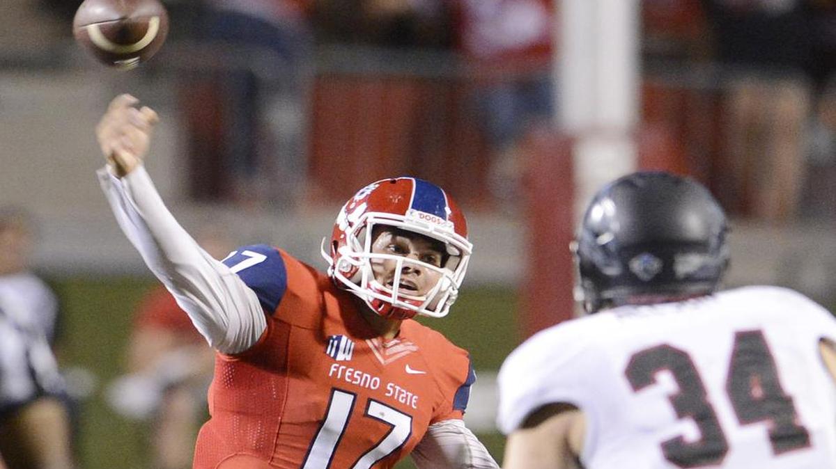 
Zack Greenlee enters Thursday’s first scrimmage of fall camp with the most experience of Fresno State’s four quarterbacks, playing in three games last season and throwing 41 passes.
