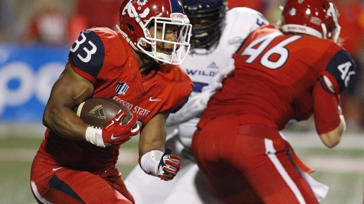 
Fresno State running back Marteze Waller, shown above in the season opener against Abilene Christian, struggled against San Jose State last week, picking up just 72 yards on the ground.
