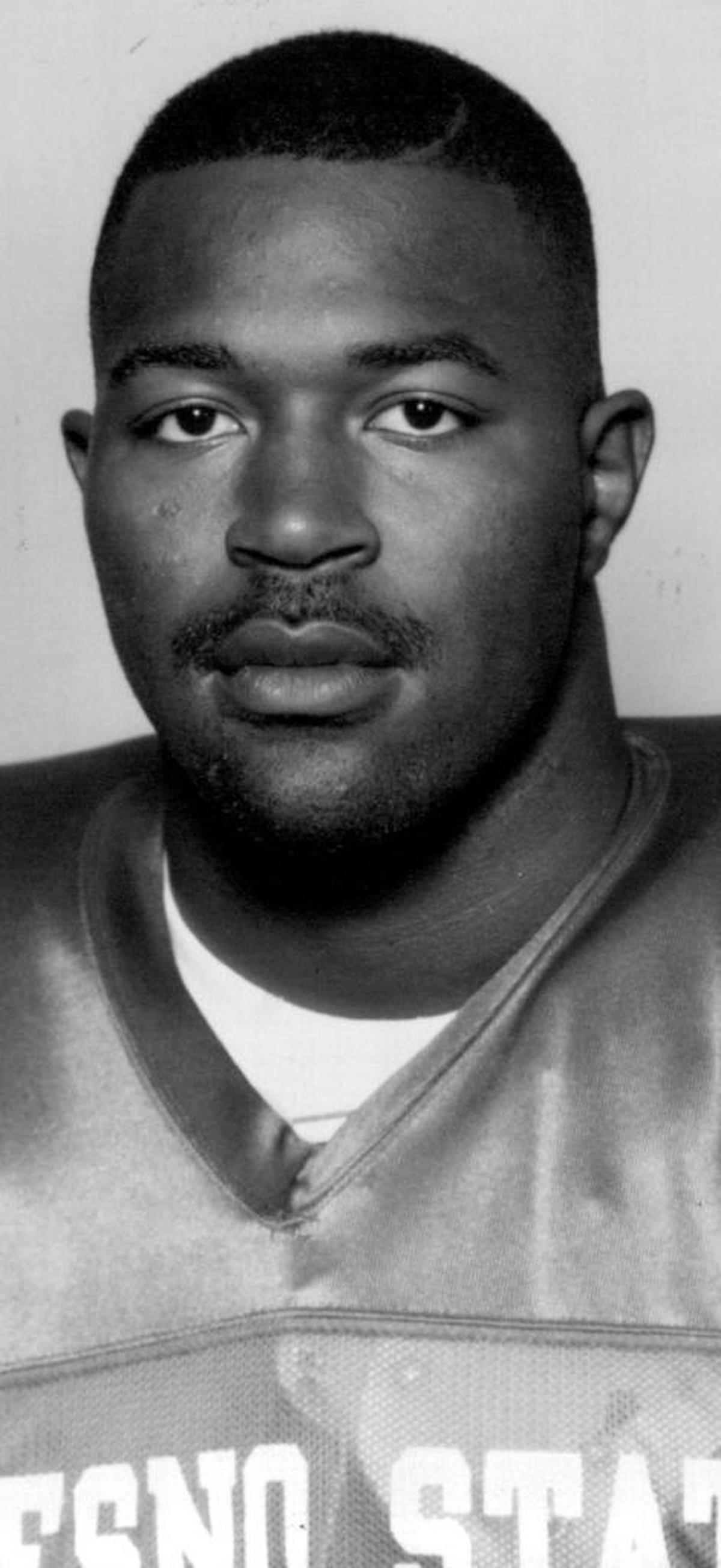 Ron Rivers in his Fresno State football senior portrait. His 3,473 career rushing yards were a school record and stood for 19 years until Robbie Rouse broke it with 4,647.