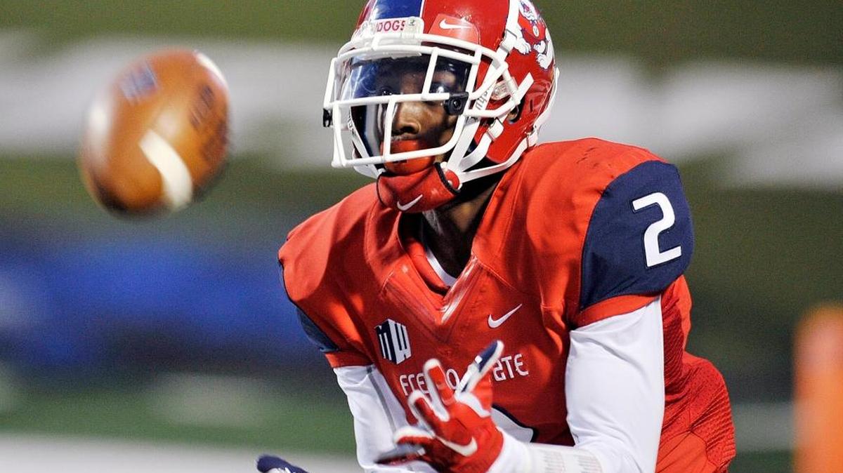 
Fresno State’s Jamire Jordan is the team’s leading receiver heading into Friday’s Mountain West game against UNLV at Bulldog Stadium.
