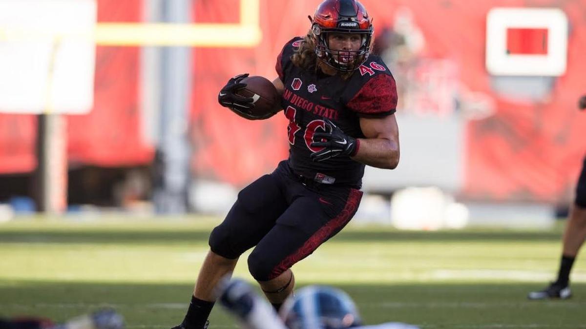 
Dakota Gordon is listed as San Diego State’s starting fullback for Saturday night’s Mountain West Conference game against Fresno State at Qualcomm Stadium. Gordon is a former Clovis High and Fresno City standout who walked on at San Diego State and earned a scholarship. As a senior this fall, he’s a team captain.

